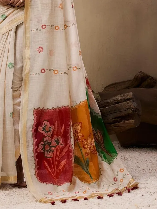 Off_White_Pure_Cotton_Saree_For_Women