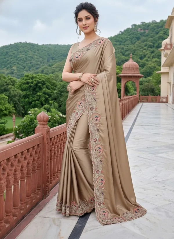 Beige_Silk_Blend_Saree_For_Women