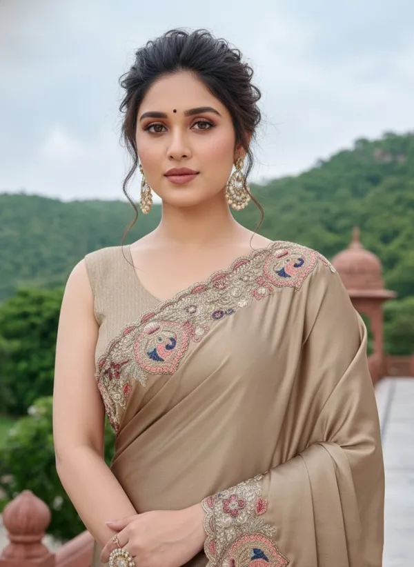 Beige_Silk_Blend_Saree_For_Women