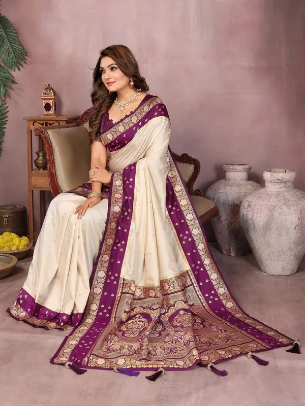 Cream_Art_Silk_Saree_For_Women