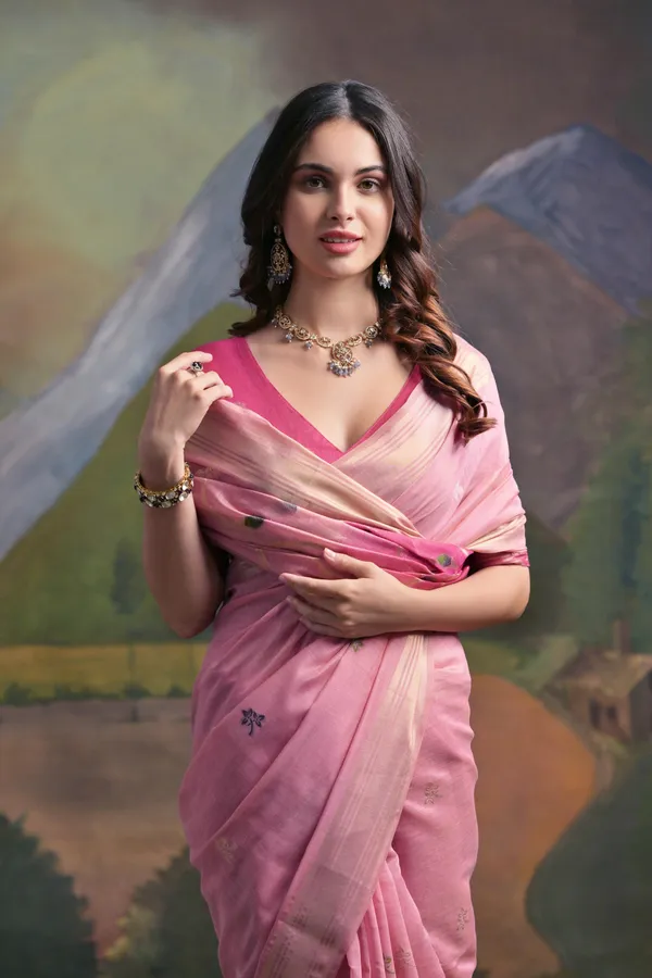 Pink_Pure_Cotton_Saree_For_Women