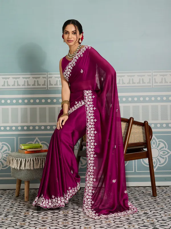 Purple_Silk_Blend_Saree_For_Women
