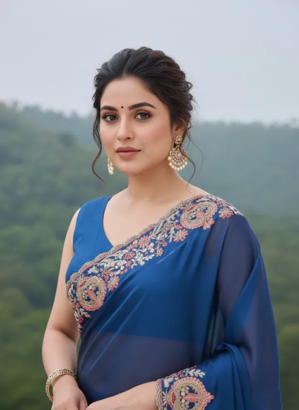 Blue_Silk_Blend_Saree_For_Women