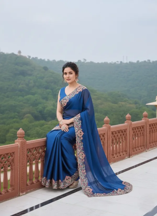 Blue_Silk_Blend_Saree_For_Women