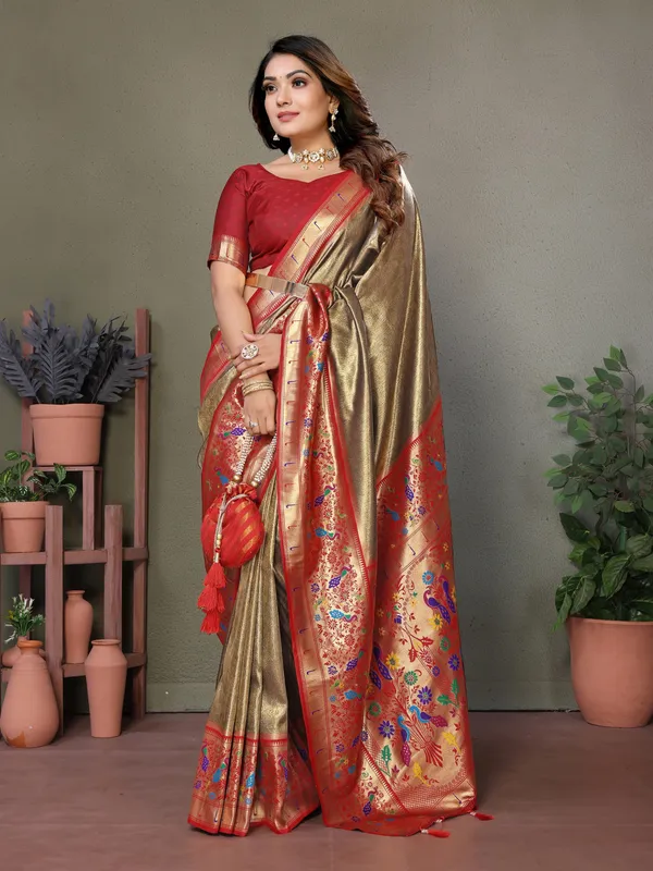 Gold_Toned_Tissue_Saree_For_Women