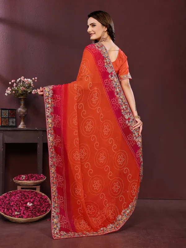 Orange_Poly_Georgette_Saree_For_Women