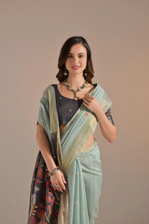 Blue_Muga_Pure_Cotton_Saree_For_Women