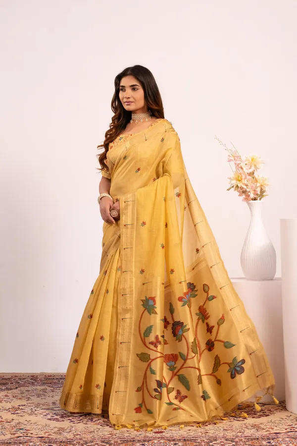 Yellow_Pure_Cotton_Saree_For_Women