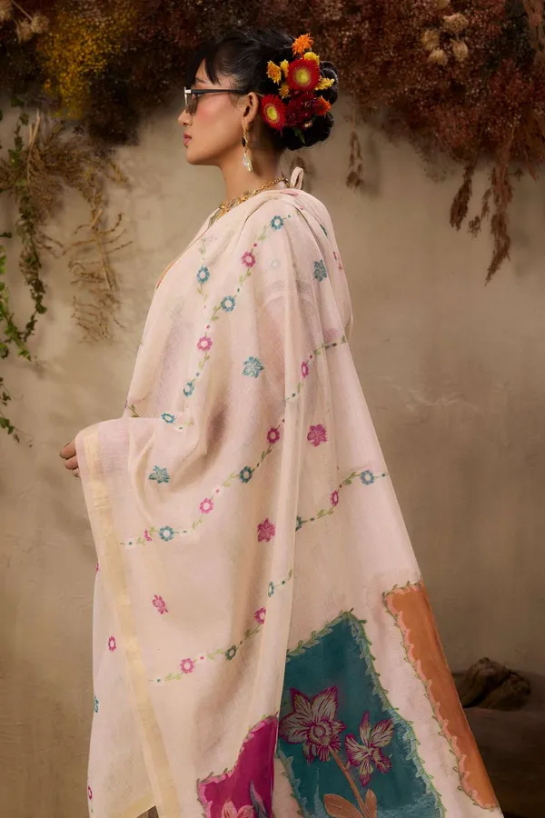 Off_White_Pure_Cotton_Saree_For_Women