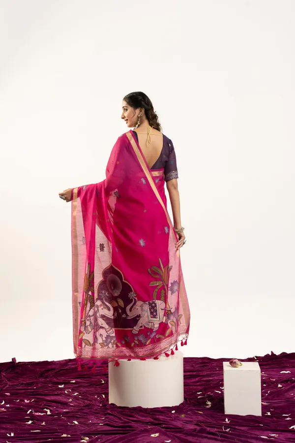Pink_Pure_Cotton_Saree_For_Women