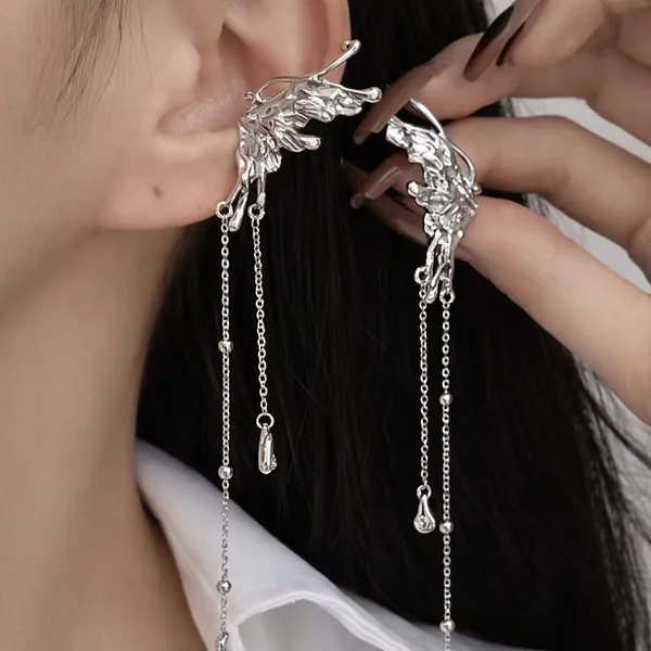 Silver_Dragon_Ear_Cuff_Earrings_for_Women_|_Long_Chain_Dangle_Statement_Earrings_|_Punk_Gothic_Korean_Style_Jewelry