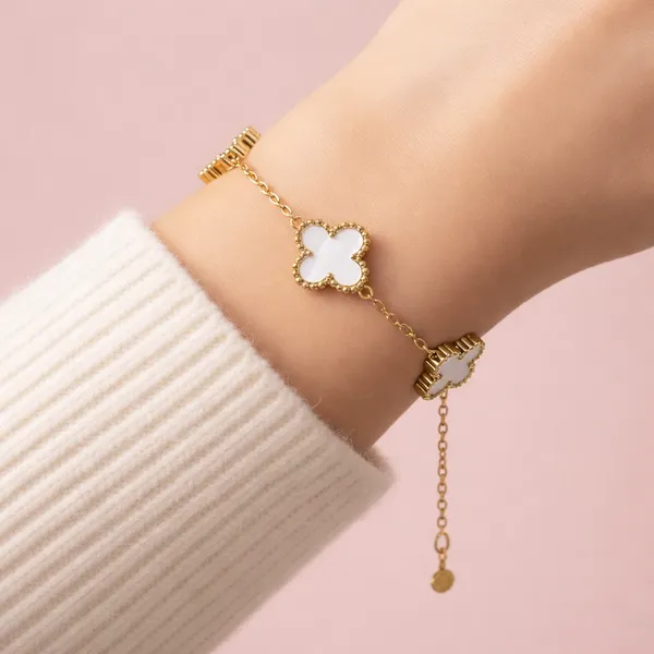 Luxury_Gold_Tone_White_Mother_of_Pearl_Clover_Bracelet_for_Women_|_5_Motif_Premium_Charm_Bracelet_|_Korean_Style_Elegant_Adjustable_Chain_Jewelry_|_Trendy_Daily_Wear_Gift_for_Girls_&_Women