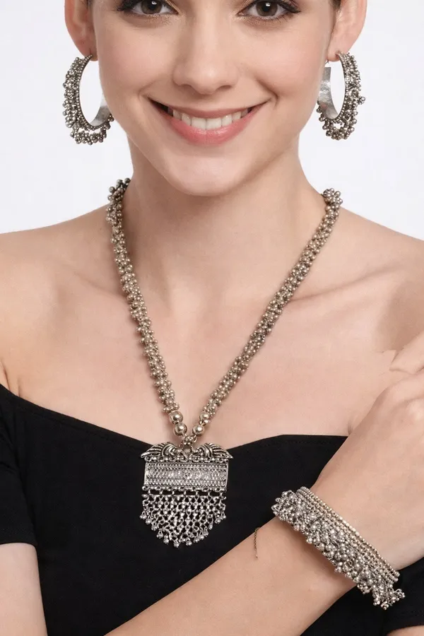 Oxidized_Silver_Tribal_Necklace_Set_With_Hoop_Earrings_And_Bracelet_For_Women_Set_Of_3
