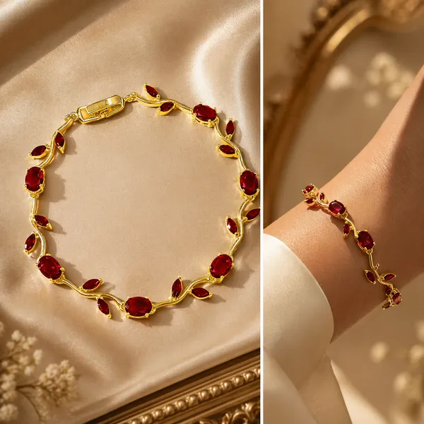 Elegant_Gold_Plated_Tulip_Red_Stone_Bracelet_for_Women_|_Ruby_Crystal_Leaf_Tulip_Design_Stylish_Bracelet_for_Girls_Party_Wear