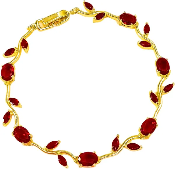 Elegant_Gold_Plated_Tulip_Red_Stone_Bracelet_for_Women_|_Ruby_Crystal_Leaf_Tulip_Design_Stylish_Bracelet_for_Girls_Party_Wear