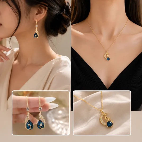 Fancy_Gold_Plated_Crescent_Moon_Cat_Pendant_with_Earrings_Combo_|_Blue_Crystal_Peacock_Jewelry_Set_for_Women_|_Korean_Aesthetic_Neckpiece_Gift_for_Girls
