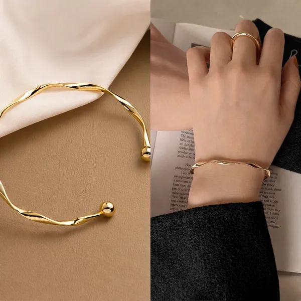 Gold-Tone_Twisted_Cuff_Bracelet_With_Ball_Ends_For_Women