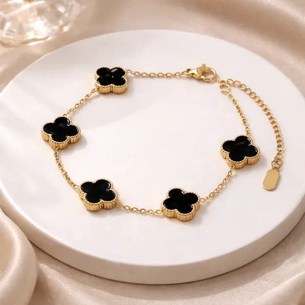 Luxury_Gold_Clover_Bracelet_for_Women_|_Black_Onyx_5_Motif_Charm_Bracelet_|_Adjustable_Korean_Style_Elegant_Jewelry_Gift_for_Girls_&_Women