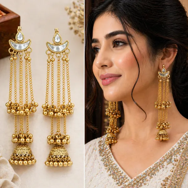 Premium_Kashmiri_Jhumka_Earrings_for_Women_&_Girls_Luxury_Gold_Plated_Traditional_Long_Chain_Jhumki_Ethnic_Bridal_Wedding_Party_Wear_Pearl_Drop_Designer_Statement_Jewellery_Collection