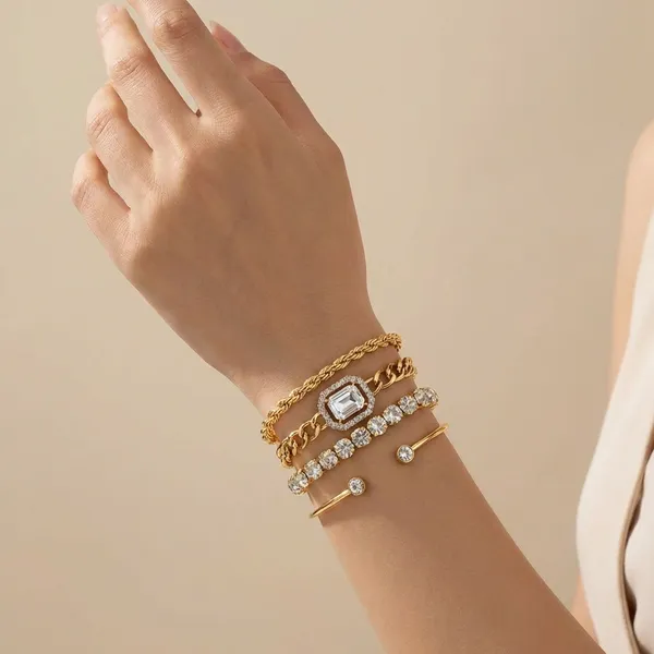 Set_Of_4_White_And_Gold_Plated_Crystal_Stone_Bracelet_For_Women