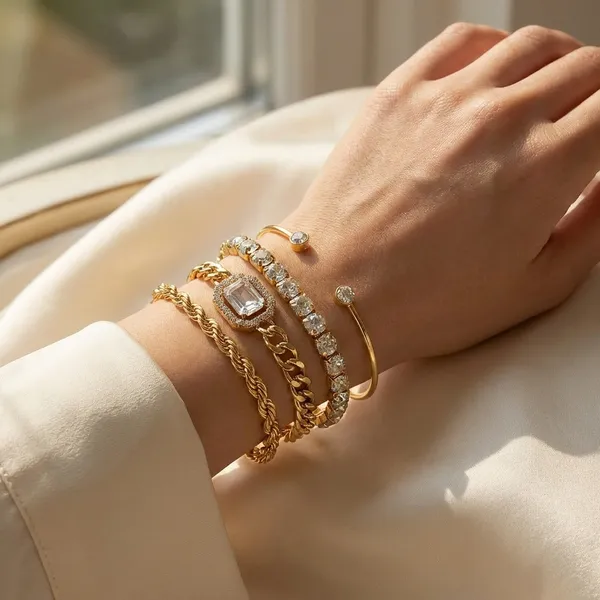 Set_Of_4_White_And_Gold_Plated_Crystal_Stone_Bracelet_For_Women