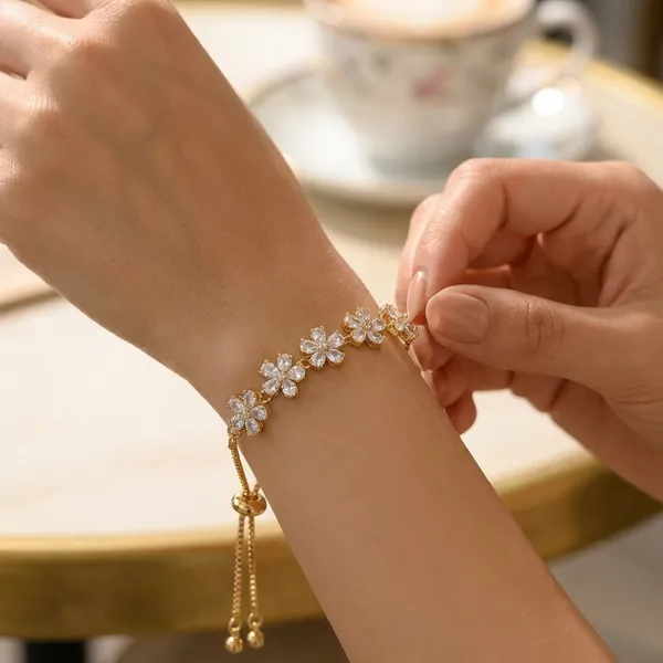 White_And_Gold_Tone_Adjustable_Floral_Bracelet_With_Crystal_Flowers_For_Women