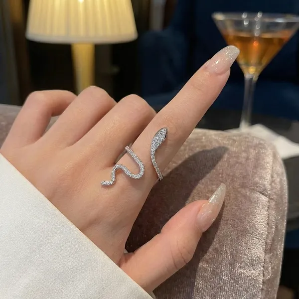 Silver_Elegant_Snake_Shaped_Crystal_Ring_For_Women