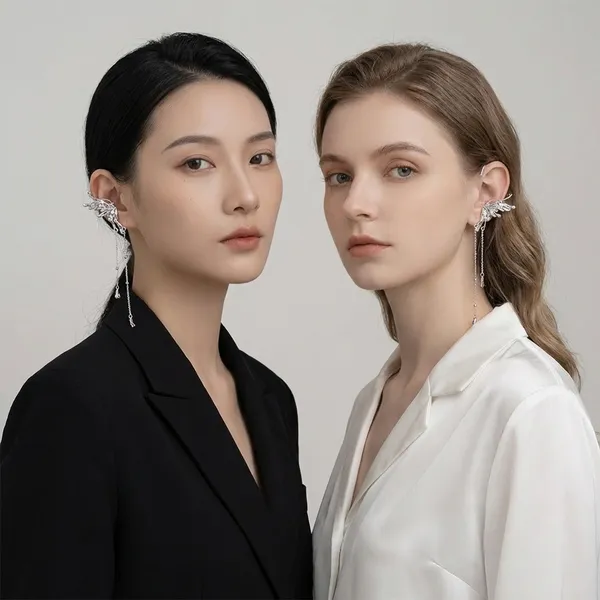 Silver_Dragon_Ear_Cuff_Earrings_for_Women_|_Long_Chain_Dangle_Statement_Earrings_|_Punk_Gothic_Korean_Style_Jewelry