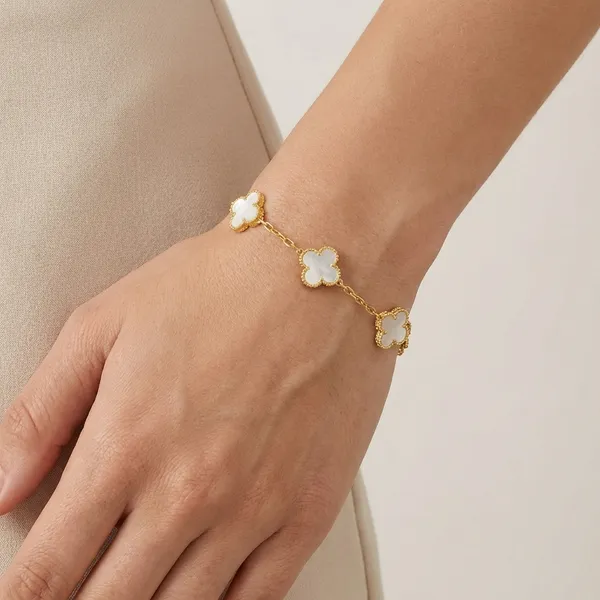 Luxury_Gold_Tone_White_Mother_of_Pearl_Clover_Bracelet_for_Women_|_5_Motif_Premium_Charm_Bracelet_|_Korean_Style_Elegant_Adjustable_Chain_Jewelry_|_Trendy_Daily_Wear_Gift_for_Girls_&_Women