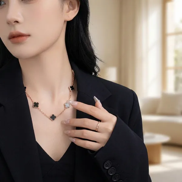 Black_Clover_Pendant_Necklace_for_Women_|_Korean_Style_Gold_Plated_Chain_|_Stylish_Minimal_Daily_Wear_Jewellery