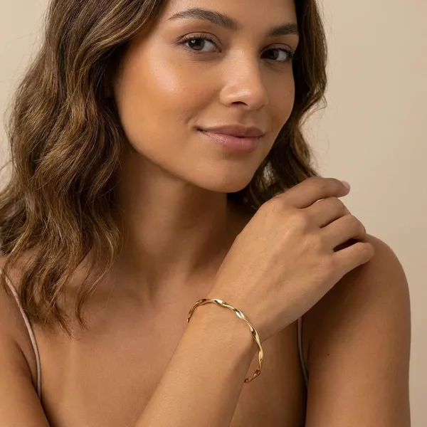 Gold-Tone_Twisted_Cuff_Bracelet_With_Ball_Ends_For_Women
