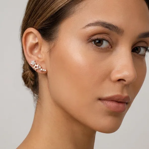 Gold_And_White_Star-Studded_Ear_Crawler_Earrings__For_Women