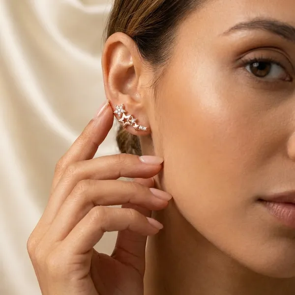 Gold_And_White_Star-Studded_Ear_Crawler_Earrings__For_Women