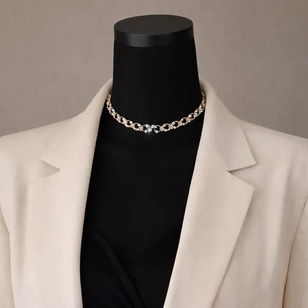 Shimmering_Rhinestones_Luxury_Necklace_White_Pearls_Chains_Shiny_Diamond_Short_Choker_Necklace_|_Shimmering_Beautiful_necklace