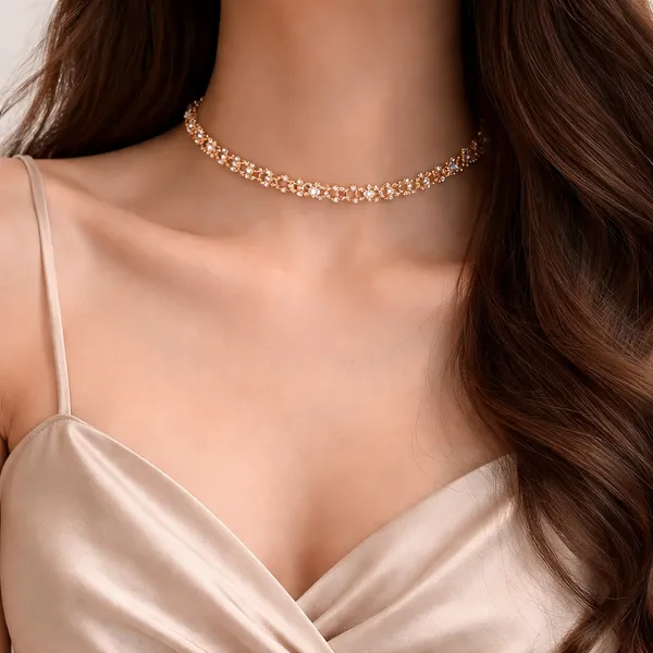 Shimmering_Rhinestones_Luxury_Necklace_White_Pearls_Chains_Shiny_Diamond_Short_Choker_Necklace_|_Shimmering_Beautiful_necklace