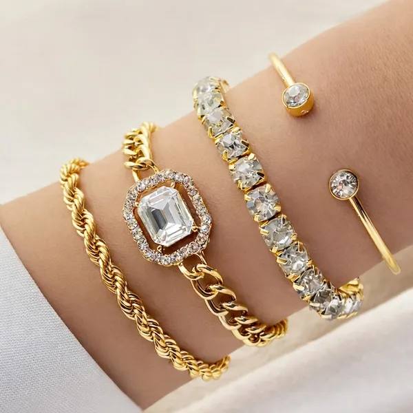 Set_Of_4_White_And_Gold_Plated_Crystal_Stone_Bracelet_For_Women