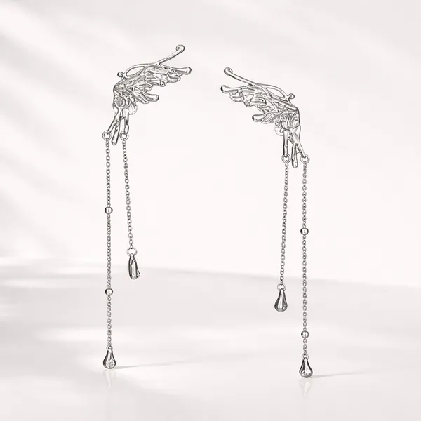 Silver_Dragon_Ear_Cuff_Earrings_for_Women_|_Long_Chain_Dangle_Statement_Earrings_|_Punk_Gothic_Korean_Style_Jewelry