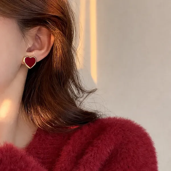 Luxury_Red_Heart_Stud_Earrings_for_Women_|_Gold_Plated_Korean_Style_Elegant_Love_Earrings_|_Minimalist_Cute_Daily_Wear_Jewelry_|_Premium_Gift_for_Girls_&_Women