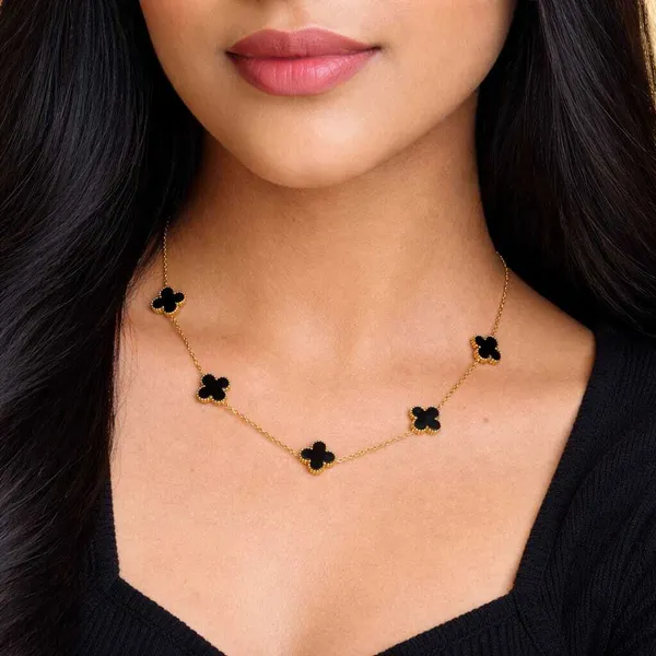 Luxury_Black_Clover_Pendant_Necklace_for_Women_|_Gold_Plated_Alhambra_Style_Chain_|_Elegant_Designer_Jewelry_Gift