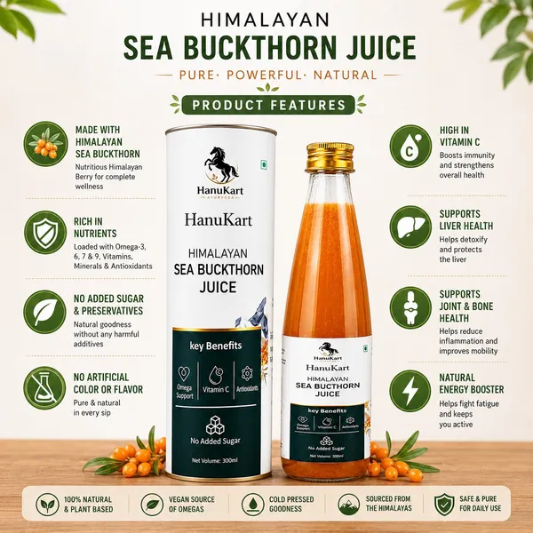 HanuKart_Ayurveda_Sea_Buckthorn_Juice_|_Rich_in_Omega-7,_Vitamin_C_&_Antioxidants_|_Immunity_&_Skin_Glow_|_300ml