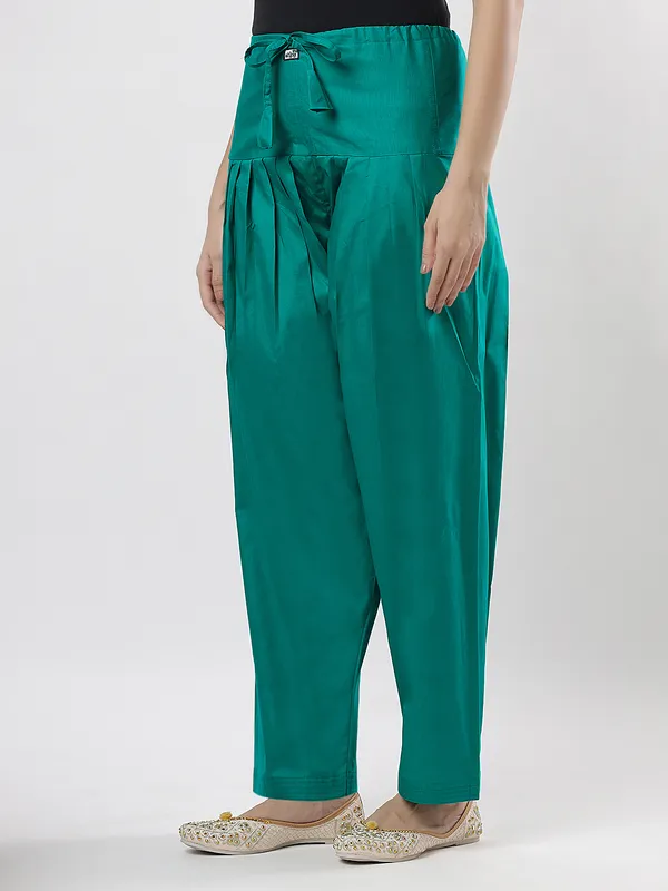 Kohinoorised_Pure_Cotton_Salwar_(Semi-Patiala)_With_Drawstrings_Rama_Green