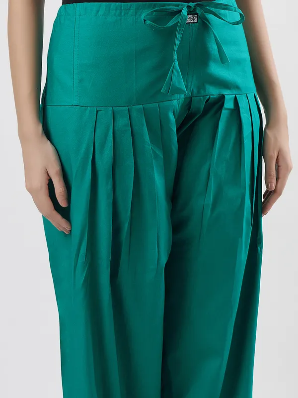 Kohinoorised_Pure_Cotton_Salwar_(Semi-Patiala)_With_Drawstrings_Rama_Green