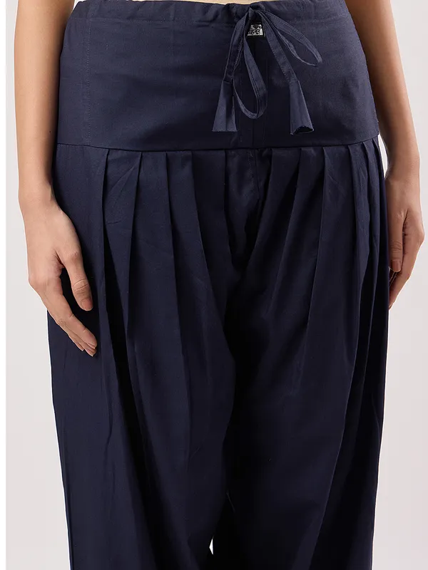Kohinoorised_Pure_Cotton_Salwar_(Semi-Patiala)_With_Drawstrings_Navy_Blue