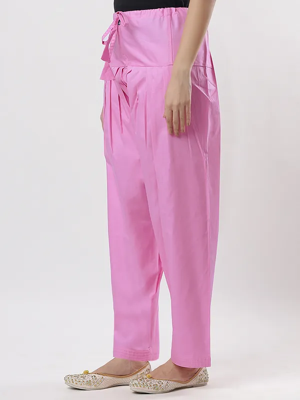 Kohinoorised_Pure_Cotton_Salwar_(Semi-Patiala)_With_Drawstrings_Pink