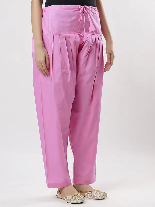 Kohinoorised_Pure_Cotton_Salwar_(Semi-Patiala)_With_Drawstrings_Pink