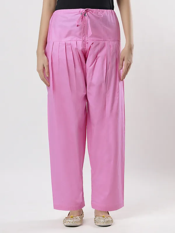 Kohinoorised_Pure_Cotton_Salwar_(Semi-Patiala)_With_Drawstrings_Pink