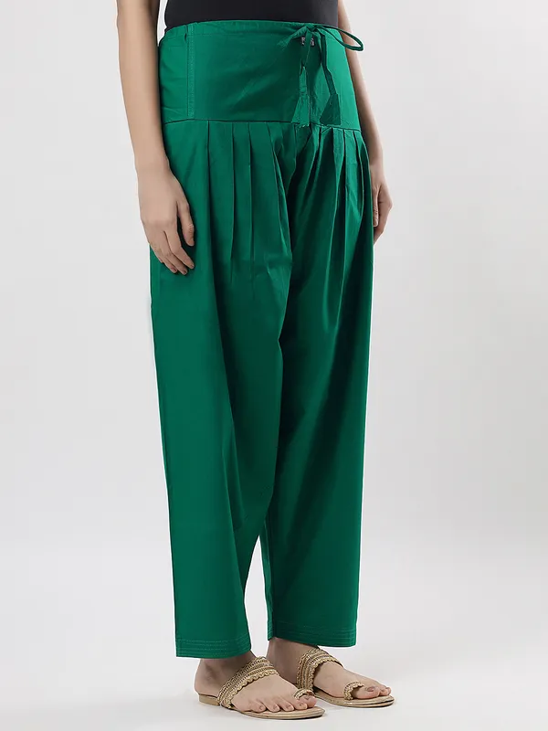 Kohinoorised_Pure_Cotton_Salwar_(Semi-Patiala)_With_Drawstrings_Pakistani_Green