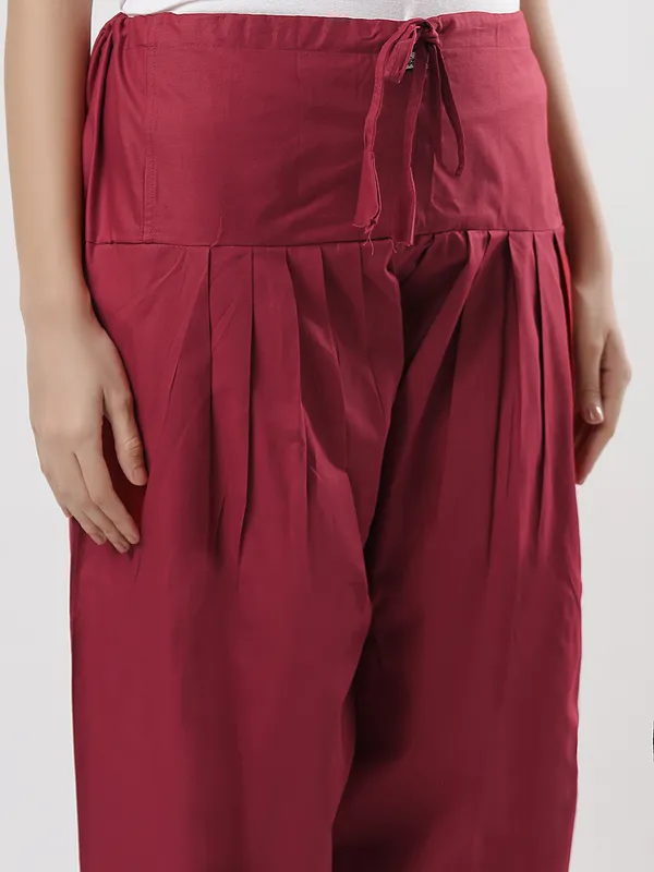 Kohinoorised_Pure_Cotton_Salwar_(Semi-Patiala)_With_Drawstrings_Maroon