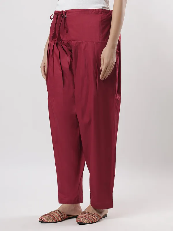 Kohinoorised_Pure_Cotton_Salwar_(Semi-Patiala)_With_Drawstrings_Maroon