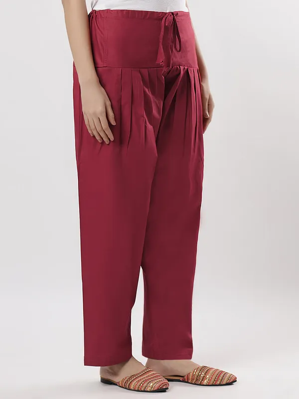 Kohinoorised_Pure_Cotton_Salwar_(Semi-Patiala)_With_Drawstrings_Maroon